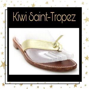 Kiwi Saint-Tropez Gold Thong Sandals 6
